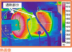 診断例 モータ 熱画像 過熱部分